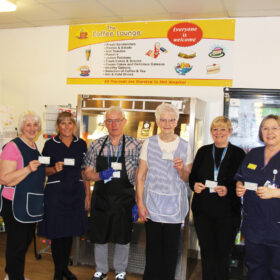 The Volunteer’s Coffee Lounge team with neonatal matron Vicky Ford and nurse consultant Lynne Paterson.