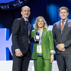 Mr Cattell (left) receiving his ESSKA Award
