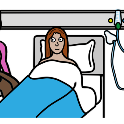 Person lying in a bed