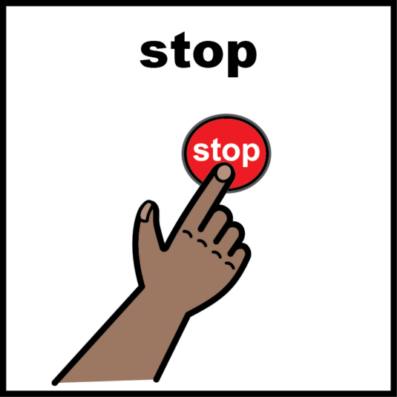 Hand pressing a stop sign