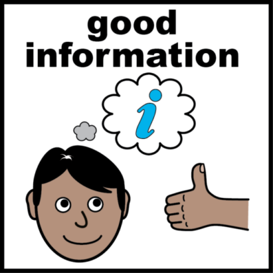 Patient with information sign