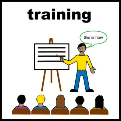 Teacher at the front of a group