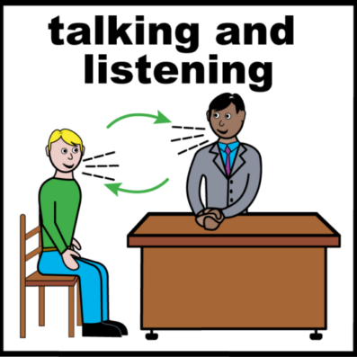 Medical staff talking to patient