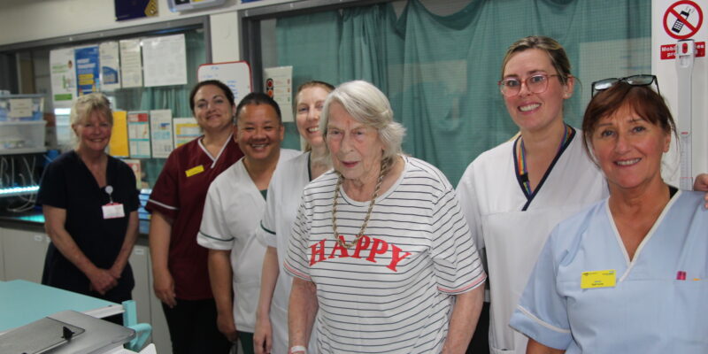 Diana with the team who looked after her in Rutson ward
