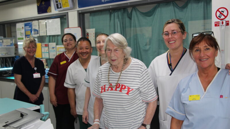 Diana with the team who looked after her in Rutson ward