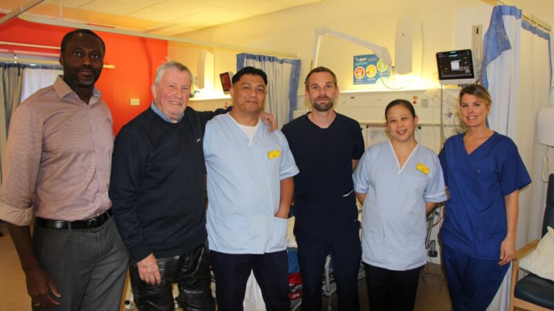 Earl Parker with the team who looked after him in James Cook