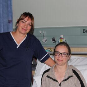 Sophie Warren with specialist nurse Vicki Ness