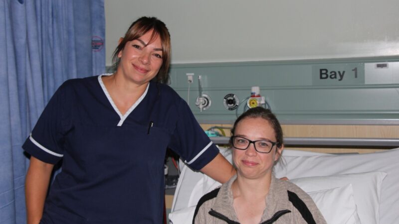 Sophie Warren with specialist nurse Vicki Ness