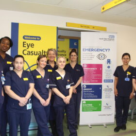 The ophthalmology team outside the emergency eye care department