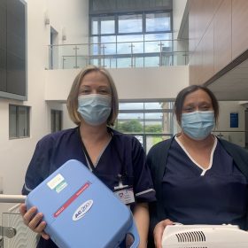 Claire Hodgson community matron and Rachel Watkins district nursing clinical sister holding our nebulisers