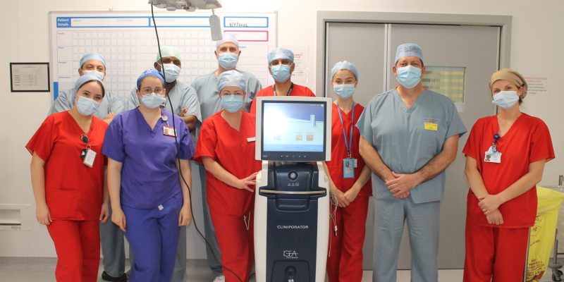 Consultant plastic surgeon Tobian Muir and the team with the IGEA Cliniporator machine