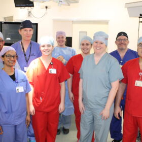 Cardiothoracic surgeon Joel Dunning and the theatre team