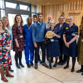 Haematology nurses receiving Myeloma UK award from MP Rishi Sunak